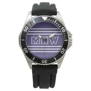 Violet Streifen, kundenspezifische Monogramm-Uhren Armbanduhr