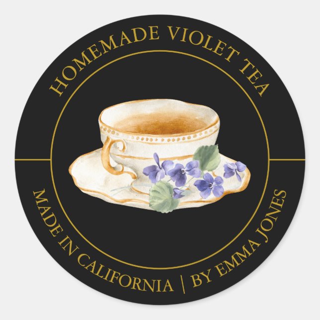 Violet Tee Modernes Label Runder Aufkleber (Vorderseite)