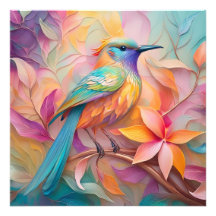 Violet Throated Songbird Fantasy Bird