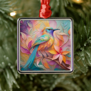 Violet Throated Songbird Fantasy Bird Ornament Aus Metall