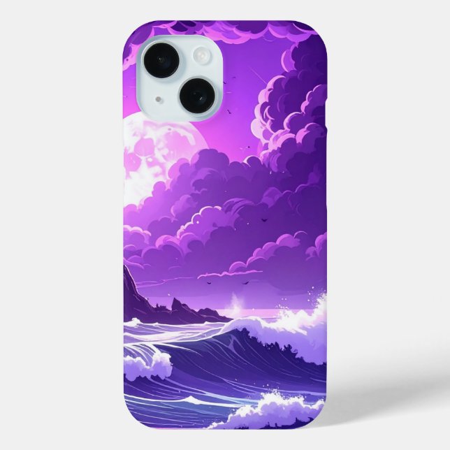 Violet Tide Under the Moon – Fantasy Ocean iPhone  Case-Mate iPhone Hülle (Rückseite)