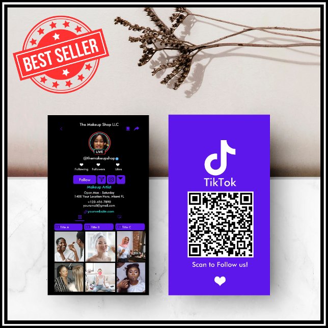 Violet TikTok Social Media QR-Code Visitenkarte (Von Creator hochgeladen)