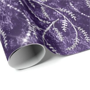 Violet Traube Funkelnd Laurel Blütensilber Diamant Geschenkpapier