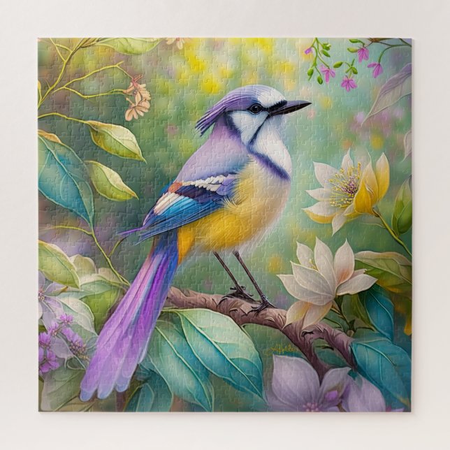 Violet Tufted Jay Fantasy Bird (Vertikal)