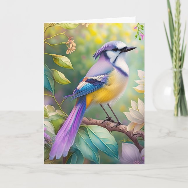 Violet Tufted Jay Fantasy Bird Karte (Vorderseite)