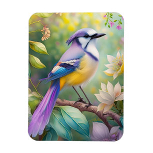 Violet Tufted Jay Fantasy Bird Magnet