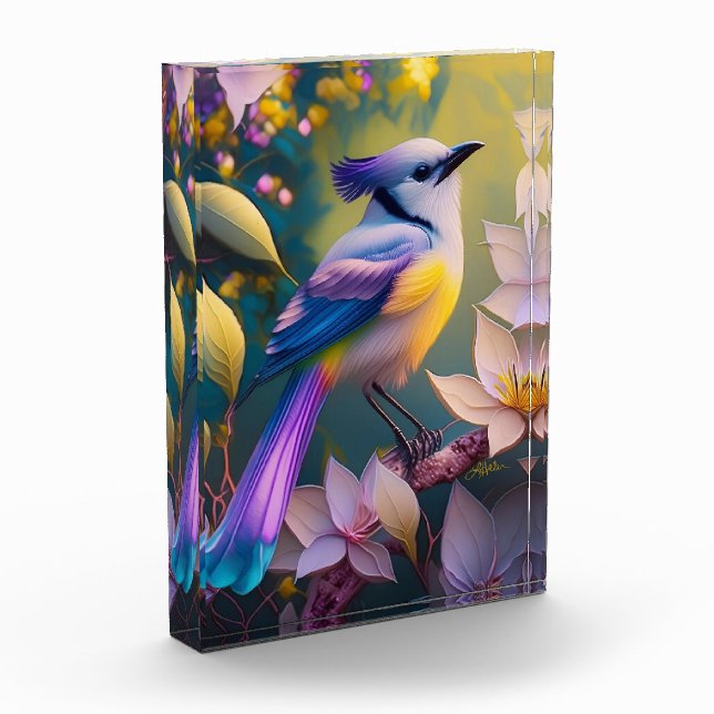 Violet Tufted Yellow Breasted Fantasy Bird Fotoblock (Links)