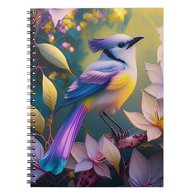 Violet Tufted Yellow Breasted Fantasy Bird Notizblock (Vorderseite)