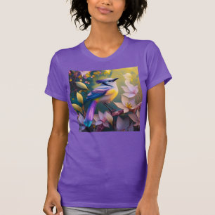 Violet Tufted Yellow Breasted Fantasy Bird T-Shirt