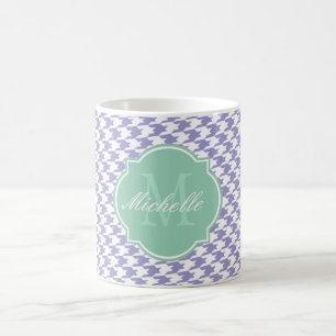 Violet Tulip Hahnentrittmuster Monogramm Tasse