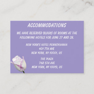 Violet Tulip Hochzeitsunterkünfte Business Cards Begleitkarte