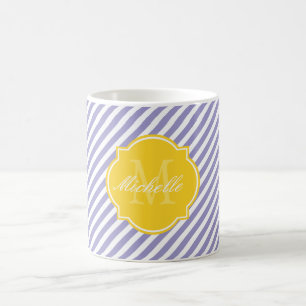Violet Tulip Strip Monogramm Tasse