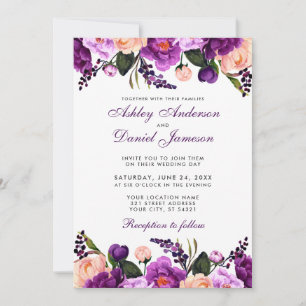 Violet ultra violet   Faire-part de mariage florau