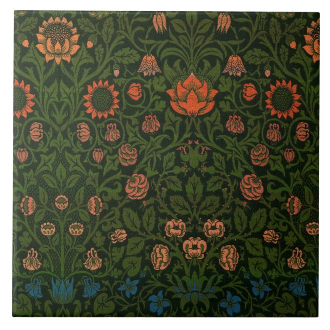 Violet und Columbine (von William Morris) Fliese (Vorderseite)