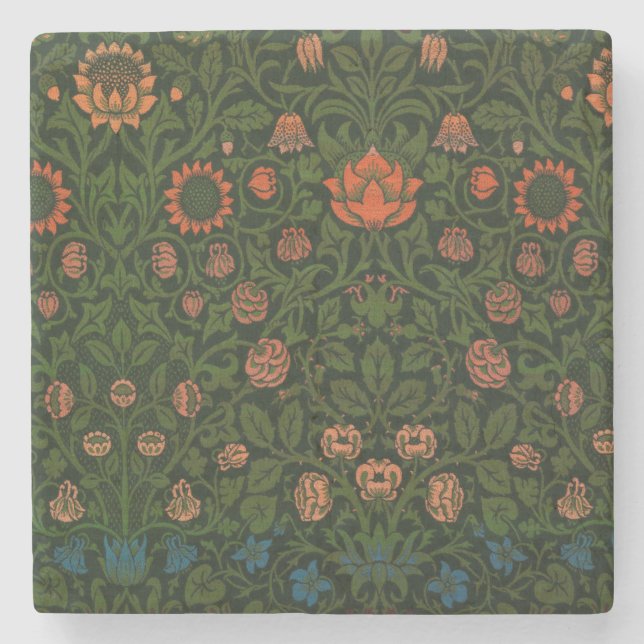 Violet und Columbine (von William Morris) Steinuntersetzer (Vorderseite)