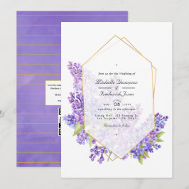 Violet und Gold Herbarium QR Code UAWG Wedding Einladung
