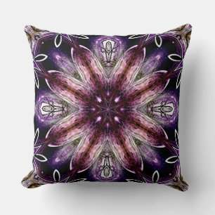 Violet und Magenta Kosmische Blume Kaleidoskop Kissen