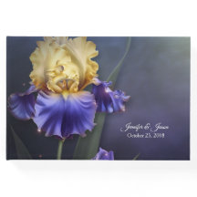 Violet und Yellow Iris Wedding Guest Book