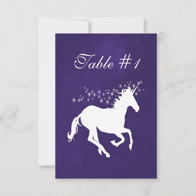 Violet Unicorn Hochzeitsempfangskarte Einladung (Rückseite)