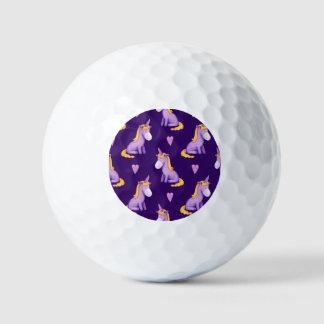 Violet Unicorns Hört Wasserfarbmuster. Golfball