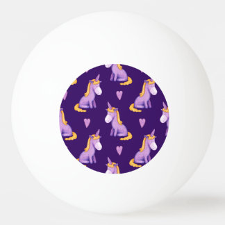 Violet Unicorns Hört Wasserfarbmuster. Tischtennisball