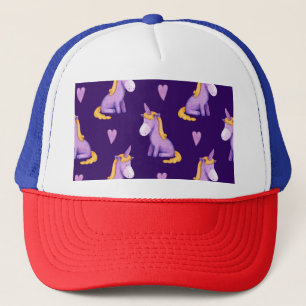 Violet Unicorns Hört Wasserfarbmuster. Truckerkappe