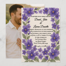 Violet Veil Photo Wedding Invitation Einladung