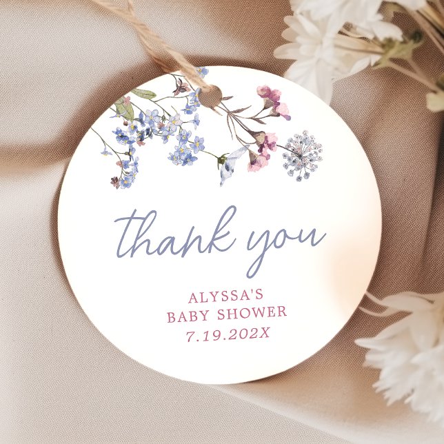 Violet Vintage Wildblume Kinderdusche Begrüßungsta Geschenkanhänger (Violet Vintage Wildflower Baby Shower Favor Tags)