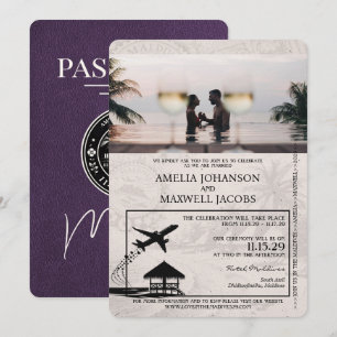 Violet violet Faire-part de mariage de passeport d