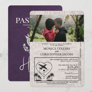 Violet violet Faire-part de mariage de passeport H