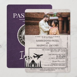 Violet violet Faire-part de mariage de passeport i