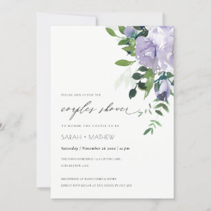 Violet Violet Floral Couples Feuilles Invitation d