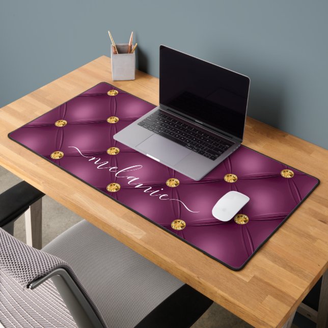Violet violet Or Diamant Tufté Nom personnalisé (Bureau 2)