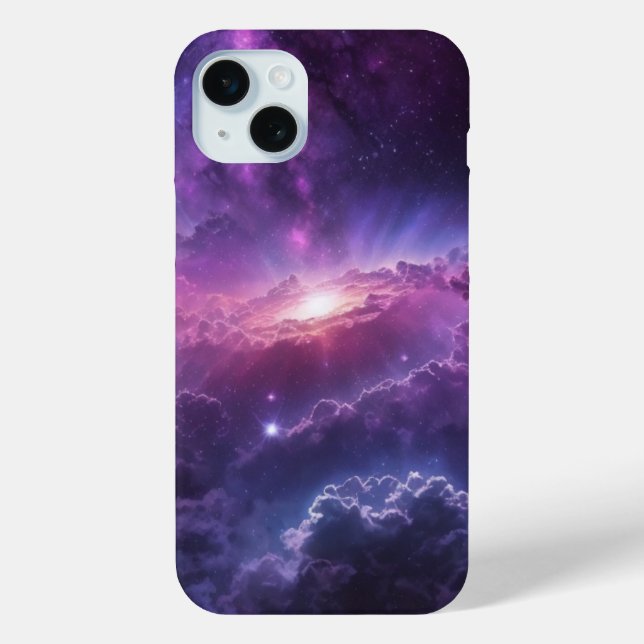 Violet Volcano Galaxy Art iPhone 15 Pro Max Coque (Verso)