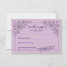 Violet Vows Carte RSVP de mariage traditionnel