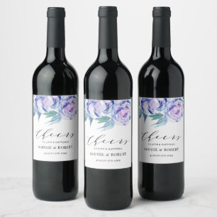 Violet Wasserfarbene Gastgeschenk Hochzeit Weinetikett