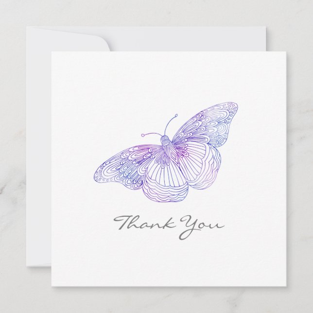Violet Watercolor Butterfly Danke Karte (Vorderseite)