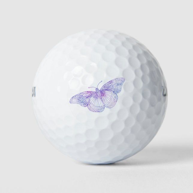 Violet Watercolor Butterfly Golfball (Vorderseite)