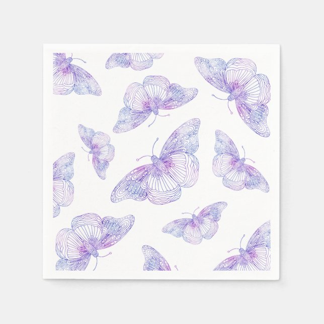 Violet Watercolor Butterfly Pattern Serviette (Vorderseite)