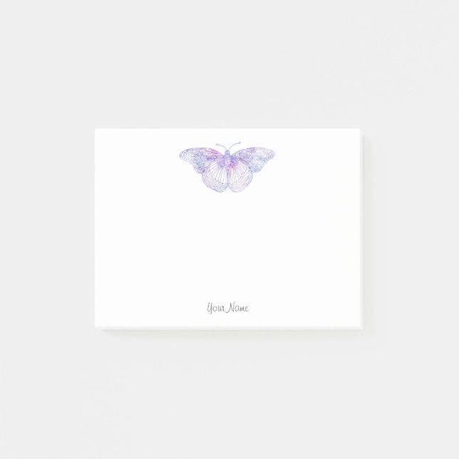 Violet Watercolor Butterfly Post-it Klebezettel (Vorderseite)