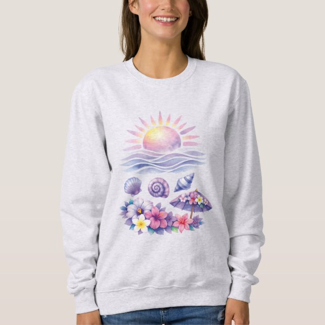violet watercolor creative beach sweatshirt (Vorderseite)
