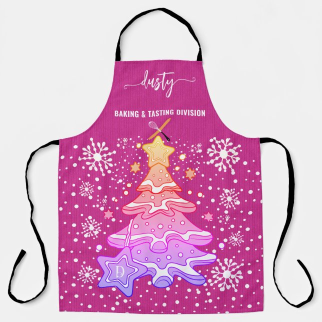 Violet Weihnachtsbaum Cookie Backen Crew Schneeflo Schürze (Vorderseite)