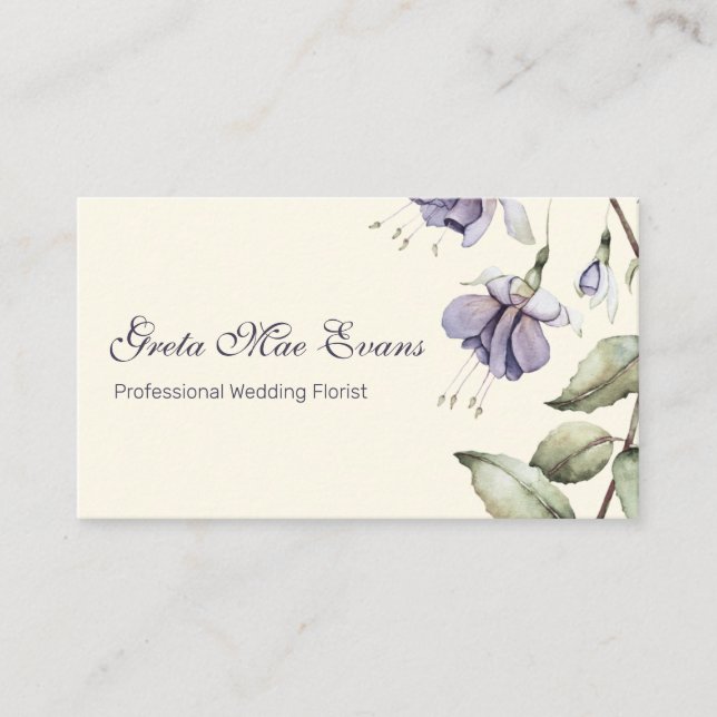 Violeta Watercolor Blume Florist Elegante Visitenkarte (Vorderseite)