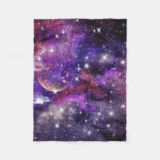 Violetgalaxie Milchstraße mit Planet Fleecedecke (Vorderseite)