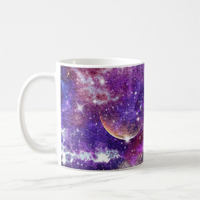Violetgalaxie Milchstraße mit Planet Kaffeetasse (Links)