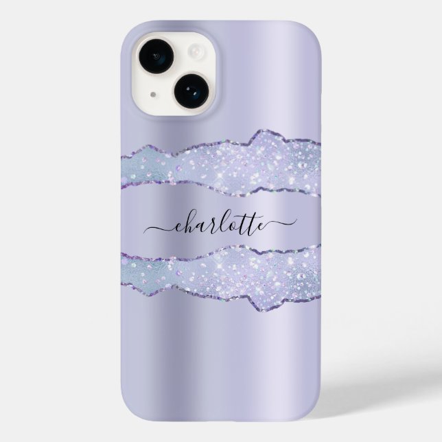 Violetlavender agate-Marmornamenskript Case-Mate iPhone 14 Hülle (Rückseite)