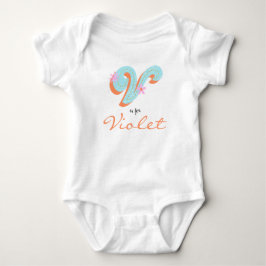 Violetname Reveal Floral Letter V Girl Blume Baby Strampler