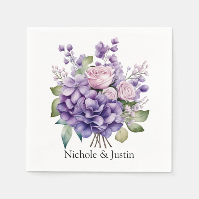 Violetpferde und Rose, die maßgeschneidert Hochzei Serviette (Vorderseite)