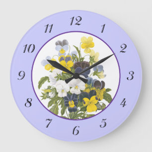 Violets et sansy Vintage Botanique Horloge murale