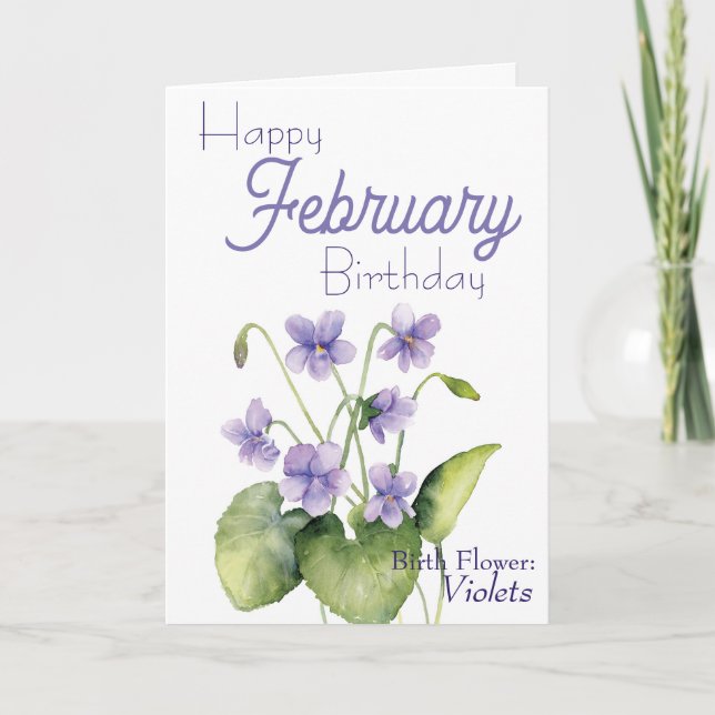 Violets Februar Geburtstagsfeier Blume Karte (Vorderseite)
